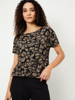 max - Women Black Printed T-shirt