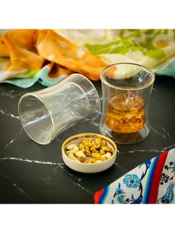 EZ Life - Borosilicate Double Wall Curvilicious Glass Transparent - 250 ml - Pack of 4