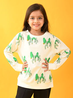 ANTHRILO - Cactus Terry Girls Sweatshirt White