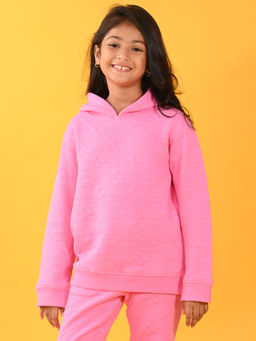 ANTHRILO - Pink Solid Quilted Girls Hoodie