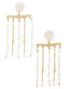 8 Other Reasons - Shell Womens Faux Pearl Dangle Drop Earrings Gold