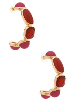 8 Other Reasons - Gemini Womens Gem-Embellished Half Hoop Earrings Red
