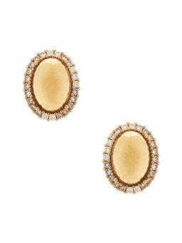 Anton Heunis - Clasp Oval Womens Crystal-Studded Oval Stud Earrings Gold