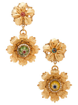 Anton Heunis - Flower Womens Mismatched Crystal Drop Earrings Multi-Color