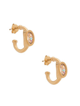 Alexa Leigh - Bezel Oval Womens Lab Gemstone Hoop Earrings Gold