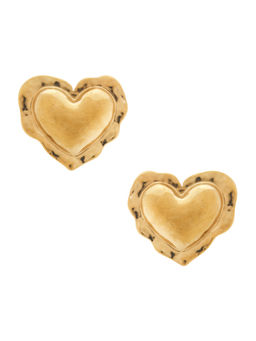 Amber Sceats - Sainte Womens Heart Motif Post-Back Stud Earrings Gold