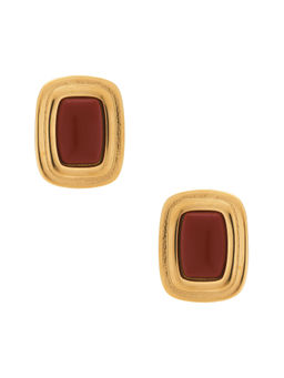 Amber Sceats - Rideau Womens Gold-Tone Red Stone Stud Earrings Gold