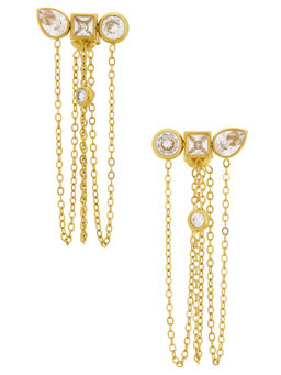 BRACHA - Womens Gold-Tone Mixed-Cut Stone Statement Earrings Gold