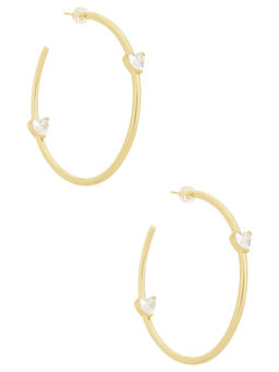 BRACHA - Delta Womens Heart Crystal Gold-Tone Hoop Earrings Gold