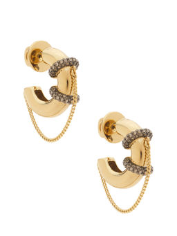 Demarson - Womens Crystal-Embellished Chain Hoop Earrings Gold