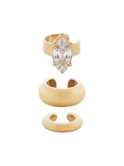 Epifene - Gold-Plated Womens CZ Crystal Ear Cuff Set Gold