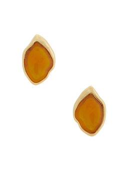 Ettika - Molten Treasure Womens Gemstone Stud Earrings Caramel
