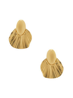 Galley Los Angeles - Womens Statement Textured Fan Stud Earrings Gold