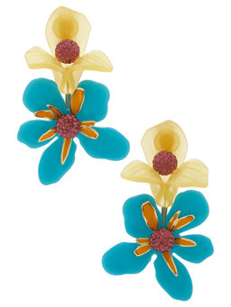 Lele Sadoughi - Bouquet Paradis Womens Clip-On Floral Drop Earrings Multi-Color