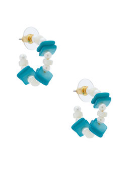 Lele Sadoughi - Beach Club Womens Hand-Strung Faux Pearl Hoop Earrings Turquoise