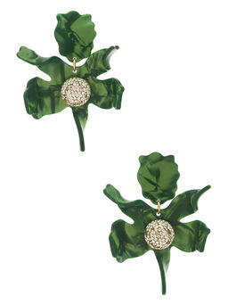Lele Sadoughi - Crystal Lily Womens Statement Mother Of Pearl Earrings Green