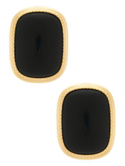 Luv AJ - Midnight Mesa Womens Statement Onyx Stud Earrings Gold