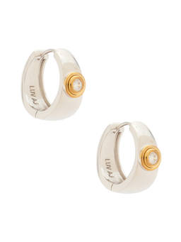 Luv AJ - Luna Bezel Womens Hinge Closure Bezel Hoops Earrings Silver
