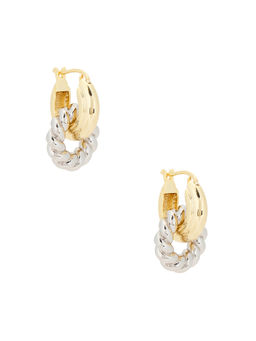 Luv AJ - Two Tone Rope Womens Interlocked Hoop Earrings Gold