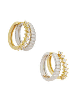 Luv AJ - Sierra Split Womens Two-Tone Layered Huggie Earrings Metallic