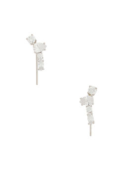 Mazin Jewels - Womens Cubic Zirconia Drop Earrings Silver