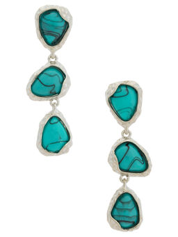 petit moments - Heights Womens Statement Turquoise Stone Drop Earrings Turquoise