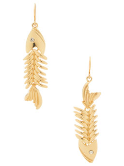 petit moments - Fishbone Womens Lightweight Fishbone Drop Earrings Gold