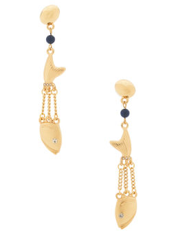 petit moments - Fish Chain Womens Lightweight Fish Motif Drop Earrings Gold