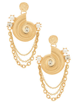 petit moments - Scallop Womens Statement Chain Drop Earrings Gold