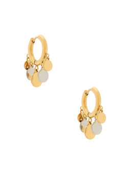 petit moments - Coin Charm Womens Waterproof Hinge Hoop Earrings Gold