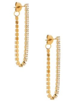 petit moments - Tennis Drop Womens CZ Stone Drop Earrings Gold