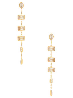 petit moments - Baguette Stone Womens CZ Baguette Drop Earrings Gold