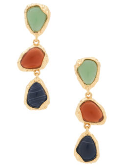 petit moments - Heights Womens Gold-Tone Multicolor Stone Drop Earrings Multi-Color