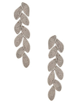 SHASHI - Leaf Womens Crystal Embellished Drop Earrings Silver