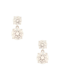 SHASHI - Double Solitaire Womens CZ Crystal Drop Earrings Silver