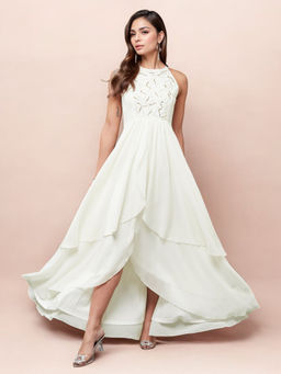 Miss Chase - Women White Embellished Maxi Party Dress