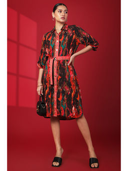 TAMISKA BY NARENDRA KUMAR - Kristen Multi-Color Printed Shirt Dress with Belt (Set of 2)