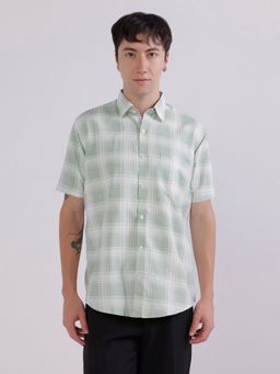 TAHVO - Green Cotton Checks Shirt