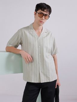 TAHVO - Green Cotton Stripes Shirt
