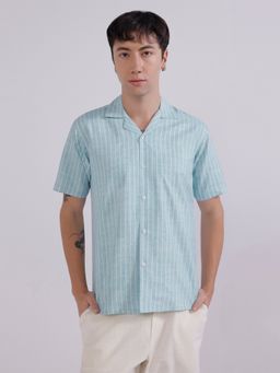 TAHVO - Green Cotton Stripes Shirt