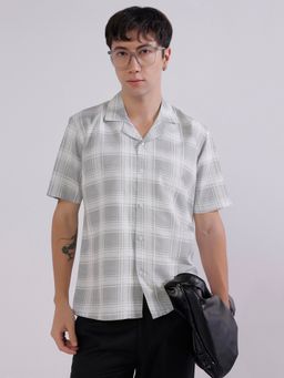 TAHVO - Grey Cotton Checks Shirt