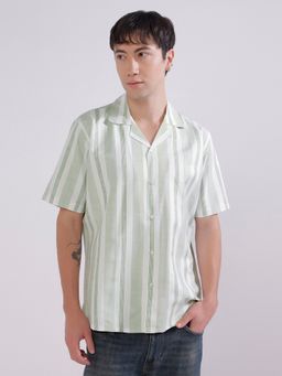 TAHVO - Green Cotton Stripes Shirt