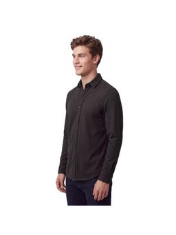 R&B - Coffee Brown Solid Men Spread Collar Long Sleeves Shirt