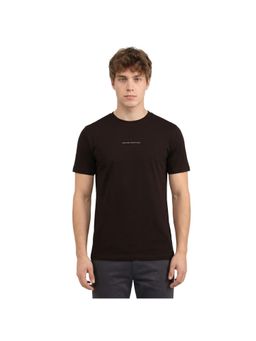 R&B - Men Brown Cotton Printed Round Neck T-Shirt