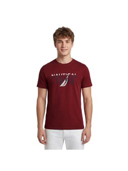 R&B - Men Red Cotton Printed Round Neck T-Shirt