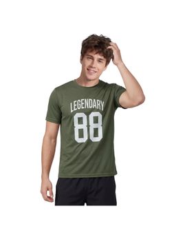 R&B - Men Green Polyester Printed Round Neck T-Shirt