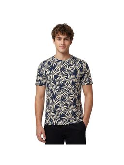 R&B - Men Navy Blue Cotton Printed Round Neck T-Shirt