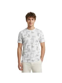 R&B - Men White Cotton Printed Round Neck T-Shirt