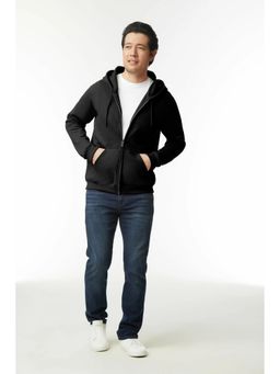 Gildan - Men Black Heavy Blend Adult Full Zip Hooded Sweatshirt