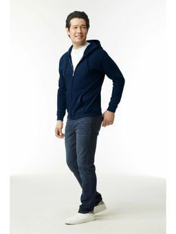 Gildan - Men Navy Blue Heavy Blend Adult Full Zip Hooded Sweatshirt
